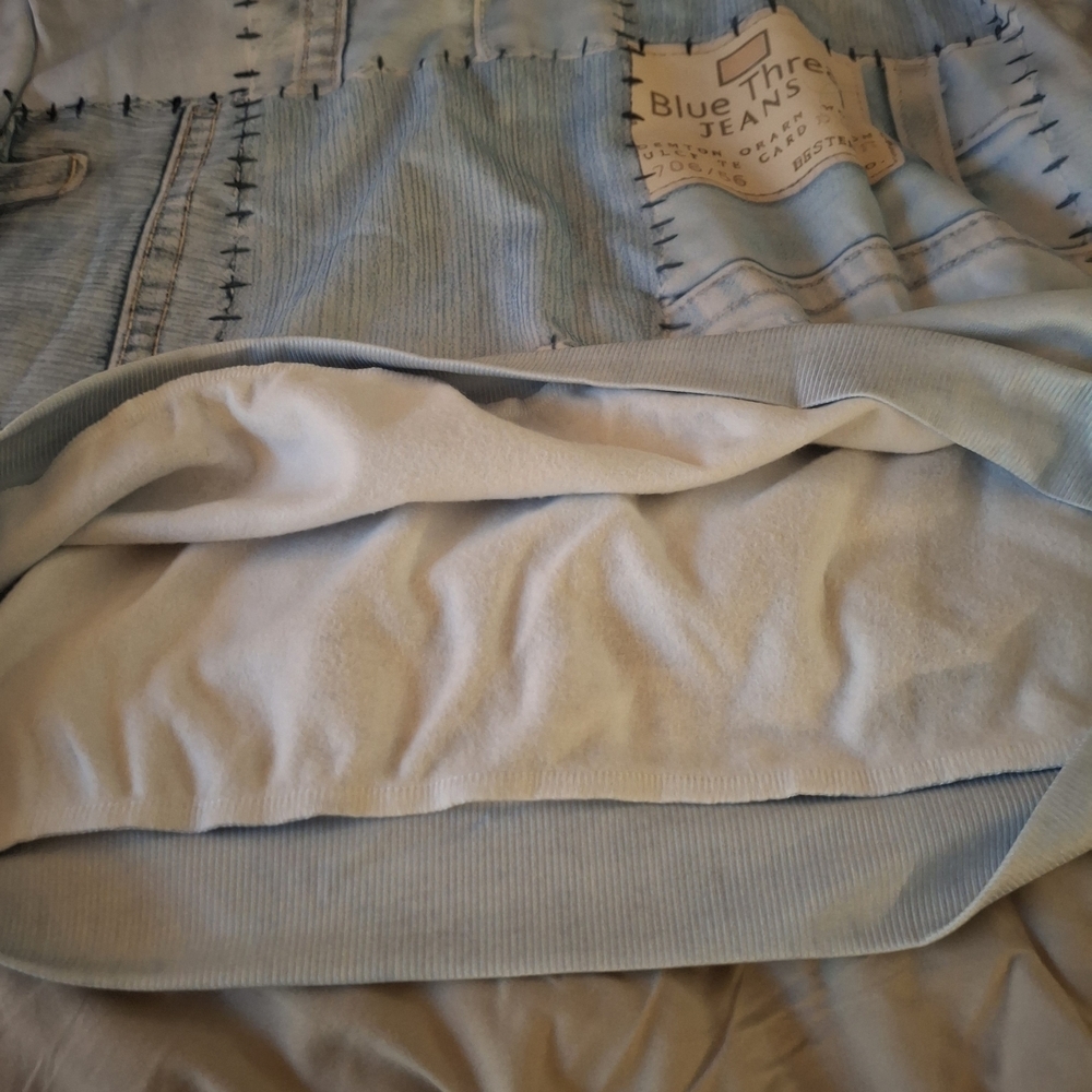 Blue Thread Denim Patchwork Women's Hoodie - Picture 11 of 11